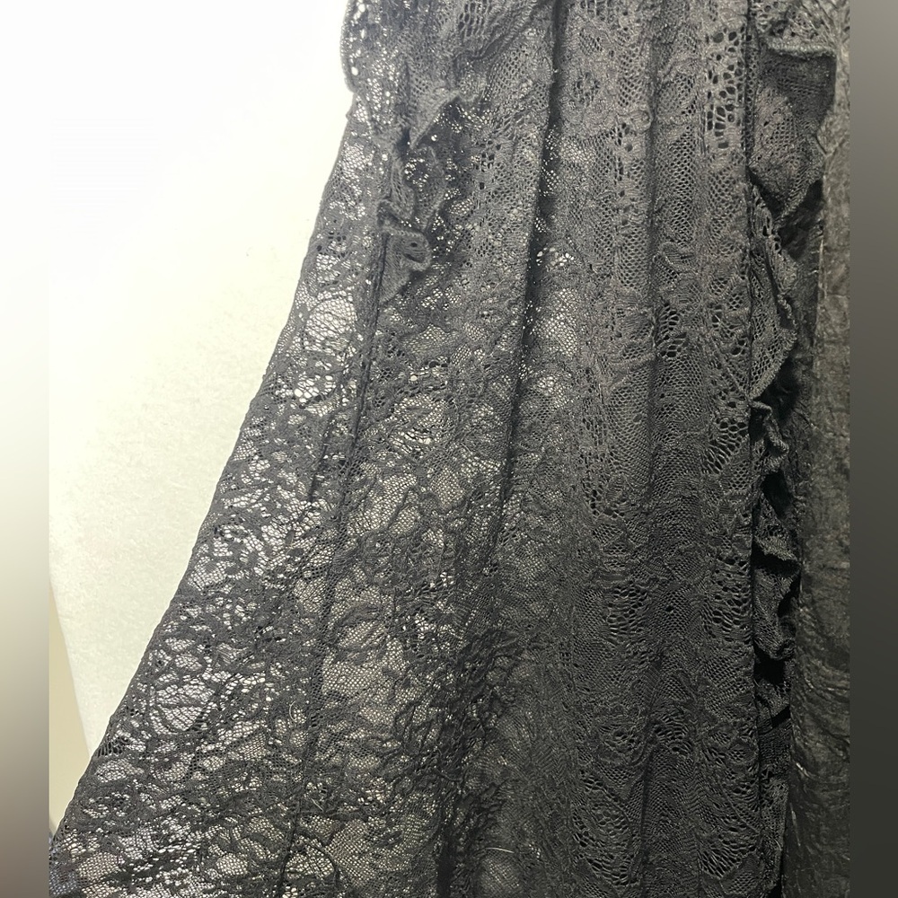 Punk Rave Floral Tribute Casket Maxi Skirt Black Lace Gothic Mermaid - Picture 14 of 16